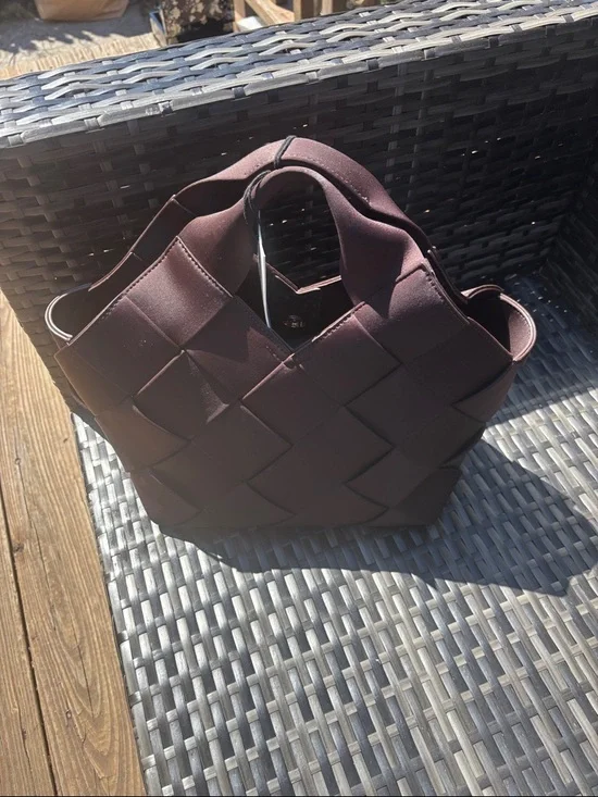 Sol and Selene Resilience Woven Neoprene Tote Bag in Deep Brown - Picture 1 of 12